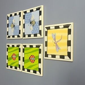 Set of five ceramic coasters.